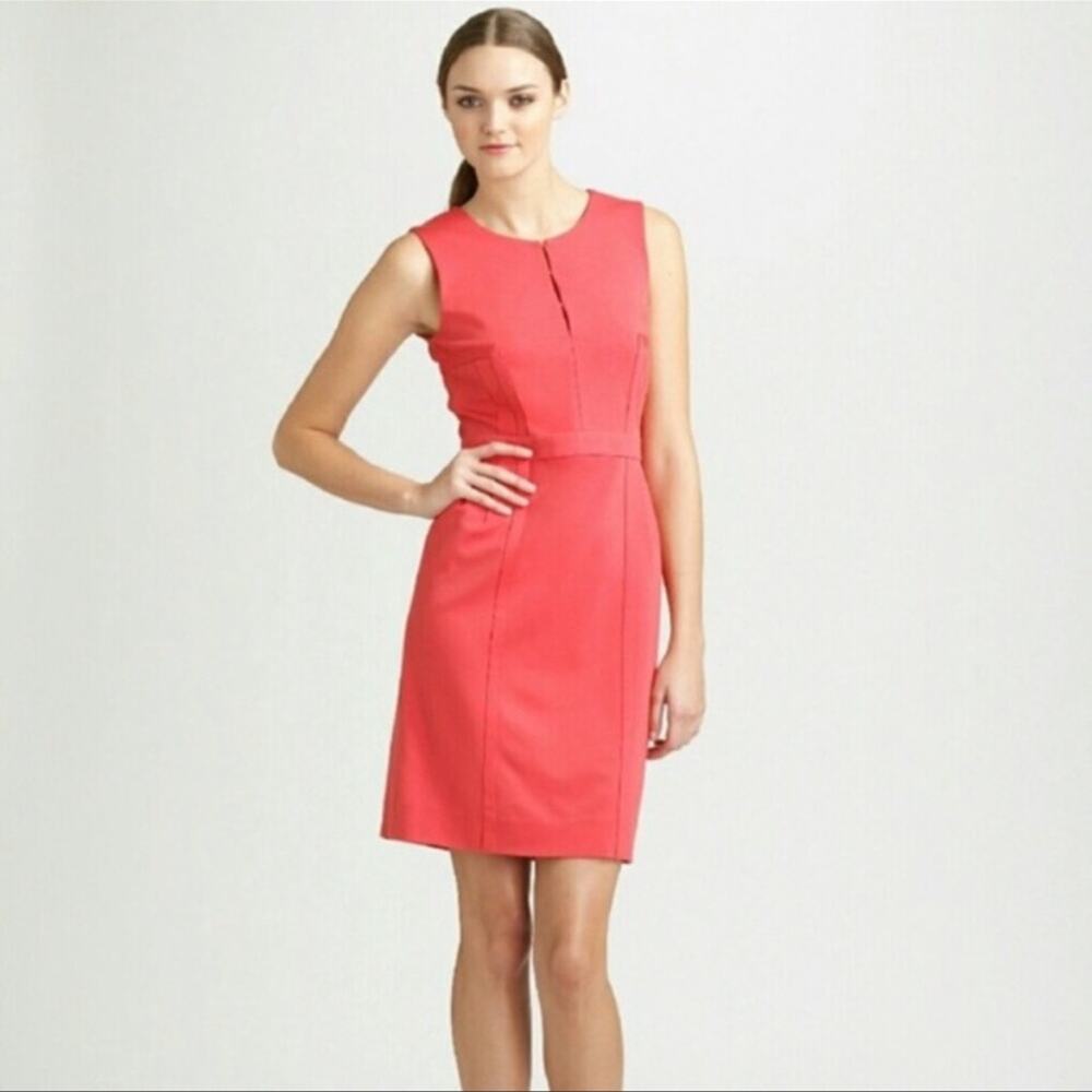 TORY BURCH Osten Sleeveless Coral Sheath Dress Women's Size Medium